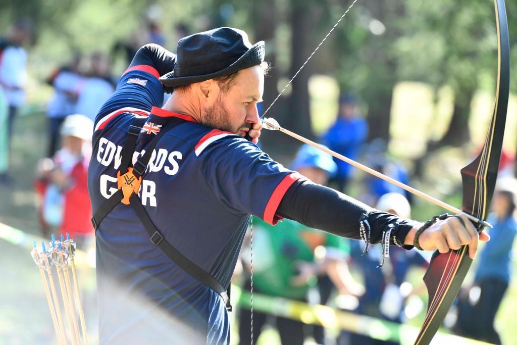 Ian Edwards shooting for Great Britain at a World Archery 3D championship
